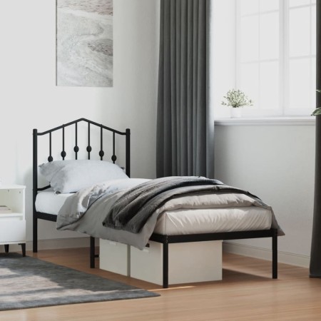 Bettgestell mit schwarzem Metallkopfteil 75x190 cm von , Betten und Lattenroste - Ref: Foro24-373779, Preis: 71,34 €, Rabatt: %