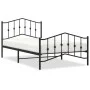 Bed frame with headboard and black metal footboard 107x203cm by , Beds and slatted bases - Ref: Foro24-373803, Price: 81,43 €...