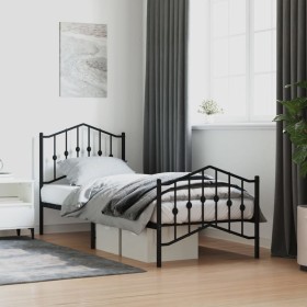Bed frame with headboard and black metal footboard 80x200 cm by , Beds and slatted bases - Ref: Foro24-373798, Price: 77,40 €...
