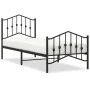 Bed frame with headboard and black metal footboard 80x200 cm by , Beds and slatted bases - Ref: Foro24-373798, Price: 74,95 €...