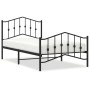Bed frame with headboard and black metal footboard 100x190cm by , Beds and slatted bases - Ref: Foro24-373801, Price: 74,61 €...
