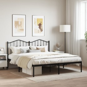 Bettgestell mit schwarzem Metallkopfteil 180x200 cm von , Betten und Lattenroste - Ref: Foro24-373793, Preis: 110,81 €, Rabat...