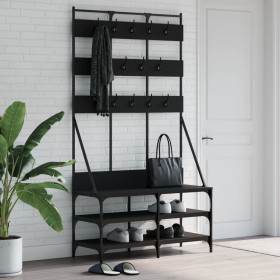 Perchero con zapatero negro 100x40x184 cm by , Dresser Organizers and Bar Hangers - Ref: Foro24-837857, Price: 92,83 €, Disco...