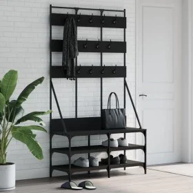 Perchero con zapatero negro 100x40x184 cm by , Dresser Organizers and Bar Hangers - Ref: Foro24-837857, Price: 92,13 €, Disco...
