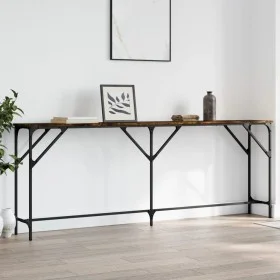Mesa consola madera de ingeniería roble ahumado 200x29x75 cm by , Side tables - Ref: Foro24-837779, Price: 77,05 €, Discount: %