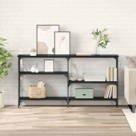 Mesa Consola con estante Roble Negro 150 x 29 x 76,5 cm en Mesas auxiliares | Comprar online en Foro24