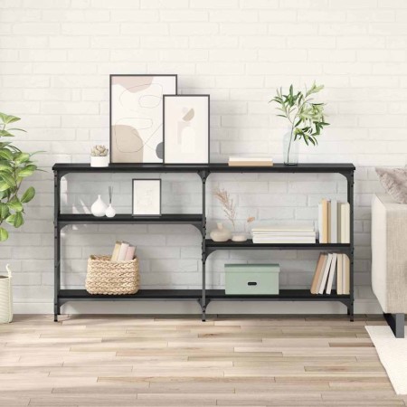 Mesa Consola con estante Roble Negro 150 x 29 x 76,5 cm en Mesas auxiliares | Comprar online en Foro24