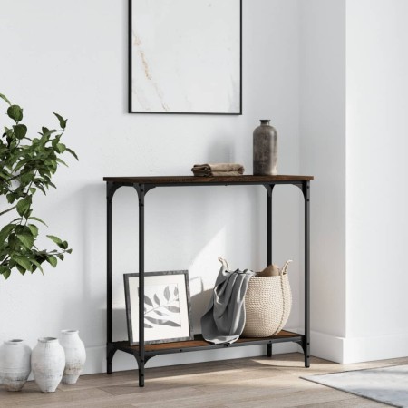 Mesa consola madera de ingeniería roble marrón 75x30,5x75 cm by , Side tables - Ref: Foro24-837711, Price: 36,26 €, Discount: %