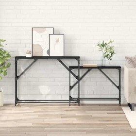 Mesa Consola 2 pcs Roble Negro 100 x 28 x 75 cm en Mesas auxiliares | Comprar online en Foro24