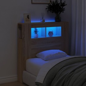 Cabecero LED madera ingeniería roble Sonoma 100x18,5x103,5 cm de , Cabeceros y pies de cama - Ref: Foro24-837332, Precio: 57,...