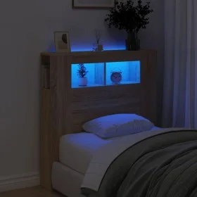 LED headboard engineered wood Sonoma oak 100x18.5x103.5 cm by , Headboards and footboards - Ref: Foro24-837332, Price: 56,98 ...