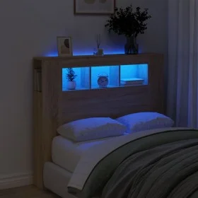 LED headboard engineered wood Sonoma oak 120x18.5x103.5 cm by , Headboards and footboards - Ref: Foro24-837339, Price: 66,22 ...