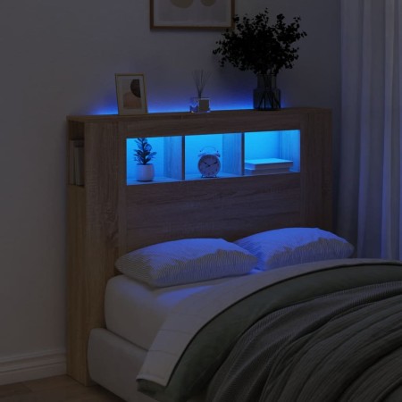 LED-Kopfteil aus Holzwerkstoff Sonoma-Eiche 120 x 18,5 x 103,5 cm von , Kopf- und Fußteile - Ref: Foro24-837339, Preis: 64,36...