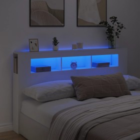 Cabecero con LED madera de ingeniería blanco 180x18,5x103,5 cm