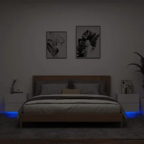 Wand-Nachttische mit LED-Lichtern, 2 Stück, weiß von , Nachttische - Ref: Foro24-836813, Preis: 81,28 €, Rabatt: %