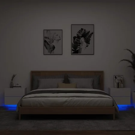 Mesitas de noche de pared con luces LED 2 unidades blanco de , Mesitas de noche - Ref: Foro24-836813, Precio: 81,26 €, Descue...