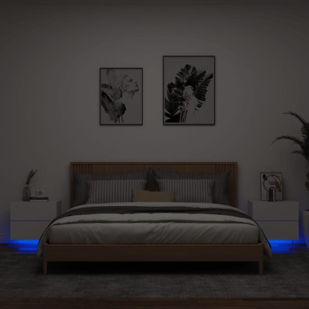Wand-Nachttische mit LED-Lichtern, 2 Stück, weiß von , Nachttische - Ref: Foro24-836813, Preis: 82,67 €, Rabatt: %