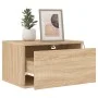 Mesita de noche de pared con luces LED roble Sonoma de , Mesitas de noche - Ref: Foro24-836830, Precio: 42,89 €, Descuento: %