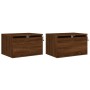 Mesitas de noche de pared con luces LED 2 unidades roble marrón by , Nightstands - Ref: Foro24-836839, Price: 71,95 €, Discou...