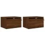 Mesitas de noche de pared con luces LED 2 unidades roble marrón de , Mesitas de noche - Ref: Foro24-836839, Precio: 70,48 €, ...