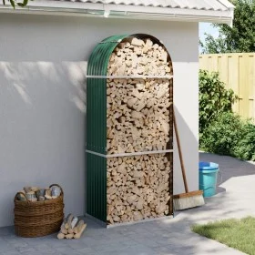 Grüner feuerverzinkter Stahlholzstapel 80x45x190 cm von , Brennholztaschen und -halter - Ref: Foro24-364540, Preis: 57,77 €, ...