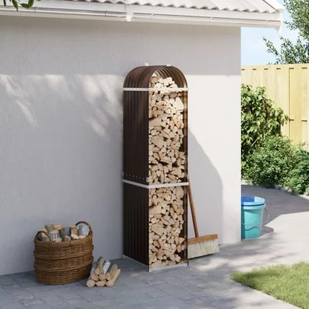 Leñero de acero galvanizado marrón 40x45x170 cm by , Firewood bags and holders - Ref: Foro24-364568, Price: 57,57 €, Discount: %