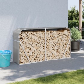 Leñero de acero galvanizado gris claro 180x45x100 cm by , Firewood bags and holders - Ref: Foro24-364554, Price: 55,18 €, Dis...