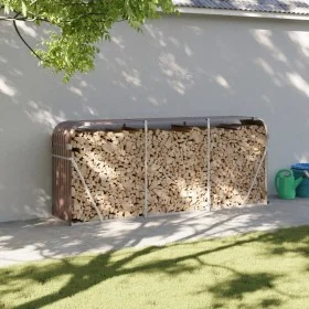 Leñero de acero galvanizado marrón 234x45x100 cm by , Firewood bags and holders - Ref: Foro24-364575, Price: 65,92 €, Discoun...