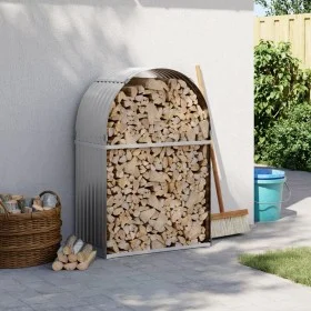 Leñero de acero galvanizado gris claro 80x45x120 cm by , Firewood bags and holders - Ref: Foro24-364549, Price: 44,73 €, Disc...