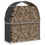 Grau-anthrazitfarbener feuerverzinkter Stahlholzstapel 120x45x140 cm von , Brennholztaschen und -halter - Ref: Foro24-364561,...