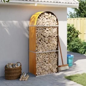 Leñero de acero galvanizado marrón claro 80x45x190 cm by , Firewood bags and holders - Ref: Foro24-364580, Price: 62,18 €, Di...