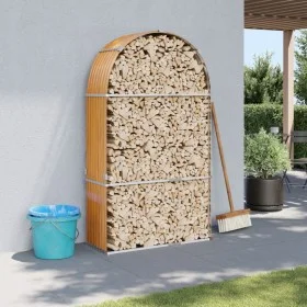 Heller verzinkter Stahlholzständer in hellem Braun 120x45x210 cm. von , Brennholztaschen und -halter - Ref: Foro24-364582, Pr...