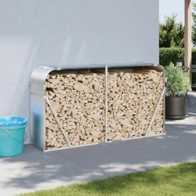 Leñero de acero galvanizado plateado 180x45x100 cm de , Bolsas y soportes de leña - Ref: Foro24-364594, Precio: 56,18 €, Desc...