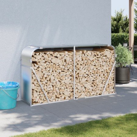 Verzinkter silberner Holzstapelhalter 180x45x100 cm von , Brennholztaschen und -halter - Ref: Foro24-364594, Preis: 56,65 €, ...