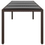 Mesa de jardín superficie de vidrio ratán sintético marrón