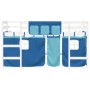 Cama alta para niños con cortinas madera pino azul 90x200 cm