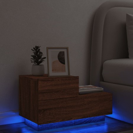 Nachtisch mit LED-Lichtern in brauner Eiche 70x36x40,5 cm. von , Nachttische - Ref: Foro24-836783, Preis: 70,93 €, Rabatt: %