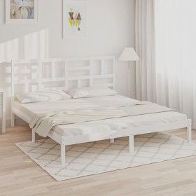 Estructura de cama sin colchón madera maciza blanco 180x200 cm