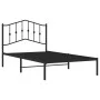 Bed frame with black metal headboard 100x190 cm by , Beds and slatted bases - Ref: Foro24-373783, Price: 65,06 €, Discount: %