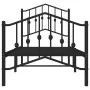 Bed frame with headboard and black metal footboard 75x190 cm by , Beds and slatted bases - Ref: Foro24-373797, Price: 71,56 €...