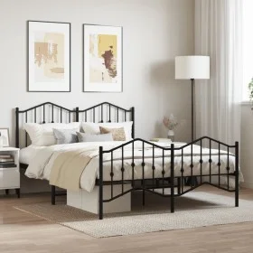 Bed frame with headboard and black metal footboard 140x190cm by , Beds and slatted bases - Ref: Foro24-373807, Price: 104,69 ...