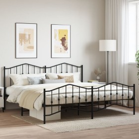 Estructura de cama cabecero y estribo metal negro 193x203 cm