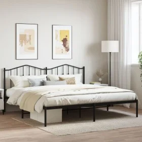 Bettgestell mit schwarzem Metallkopfteil 193x203 cm von , Betten und Lattenroste - Ref: Foro24-373795, Preis: 101,16 €, Rabat...