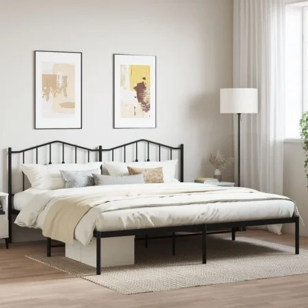 Bettgestell mit schwarzem Metallkopfteil 193x203 cm von , Betten und Lattenroste - Ref: Foro24-373795, Preis: 101,16 €, Rabat...