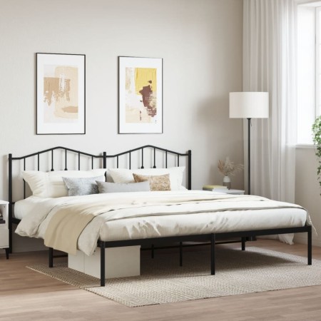 Estructura de cama con cabecero metal negro 193x203 cm de , Camas y somieres - Ref: Foro24-373795, Precio: 102,47 €, Descuent...