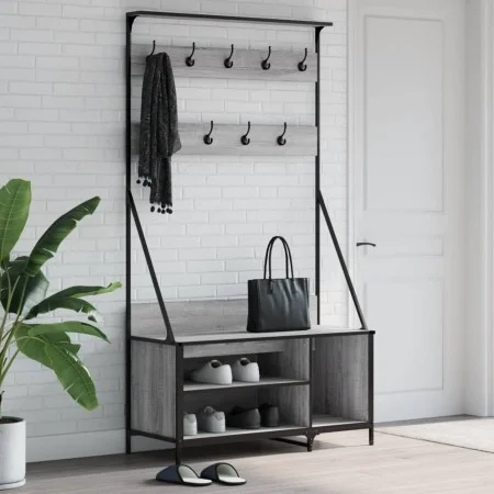 Gray Sonoma coat rack with shoe rack 100x41x184 cm by , Dresser Organizers and Bar Hangers - Ref: Foro24-837870, Price: 93,62...