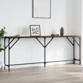 Engineered wood brown oak console table 200x29x75 cm by , Side tables - Ref: Foro24-837781, Price: 67,61 €, Discount: %