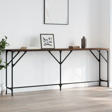 Engineered wood brown oak console table 200x29x75 cm by , Side tables - Ref: Foro24-837781, Price: 68,68 €, Discount: %