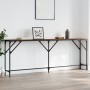 Engineered wood brown oak console table 200x29x75 cm by , Side tables - Ref: Foro24-837781, Price: 68,68 €, Discount: %