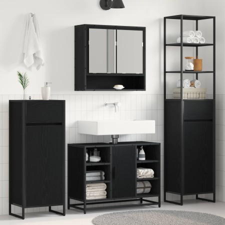 Gabinete de Baño con cajón Roble Negro 40 x 30 x 180 cm en Tocadores de baño | Comprar online en Foro24